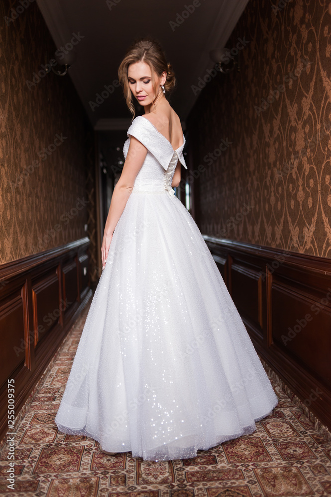 Bride.Young fashion model with perfect skin and make up brown background curly hair Bride.Young fashion model with perfect skin and make up brown background curly hair