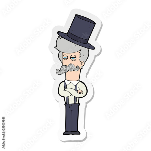 sticker of a cartoon man wearing top hat