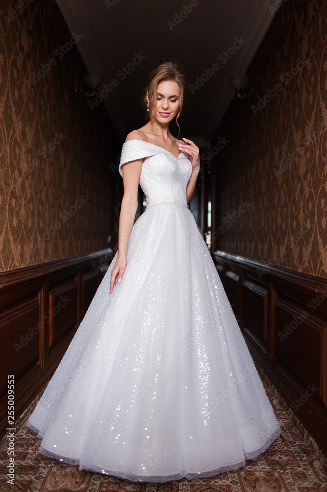 Bride.Young fashion model with perfect skin and make up brown background curly hair Bride.Young fashion model with perfect skin and make up brown background curly hair