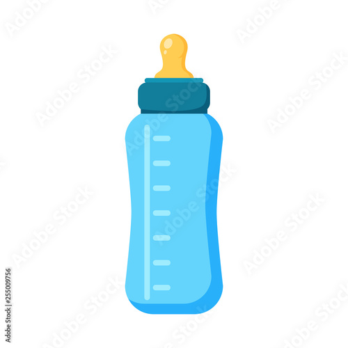 Feeding baby bottle icon. Flat illustration of bottle vector icon