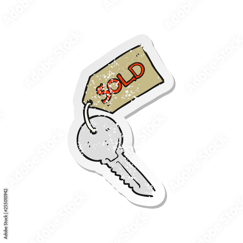 retro distressed sticker of a cartoon new house key
