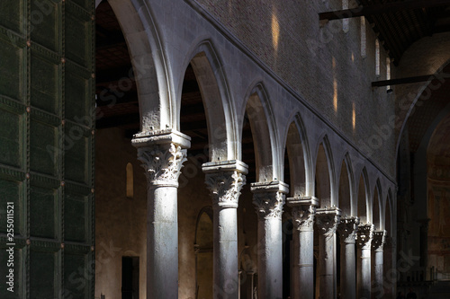 Detail of the colonnade of the Basilica of Aquileia, Italy