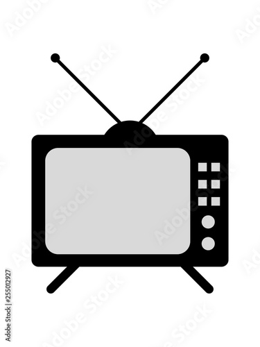 tv fernseher bildschirm sehen schauen gucken video alt retro antennen röhrenfernseher pictogramm logo design programm photo