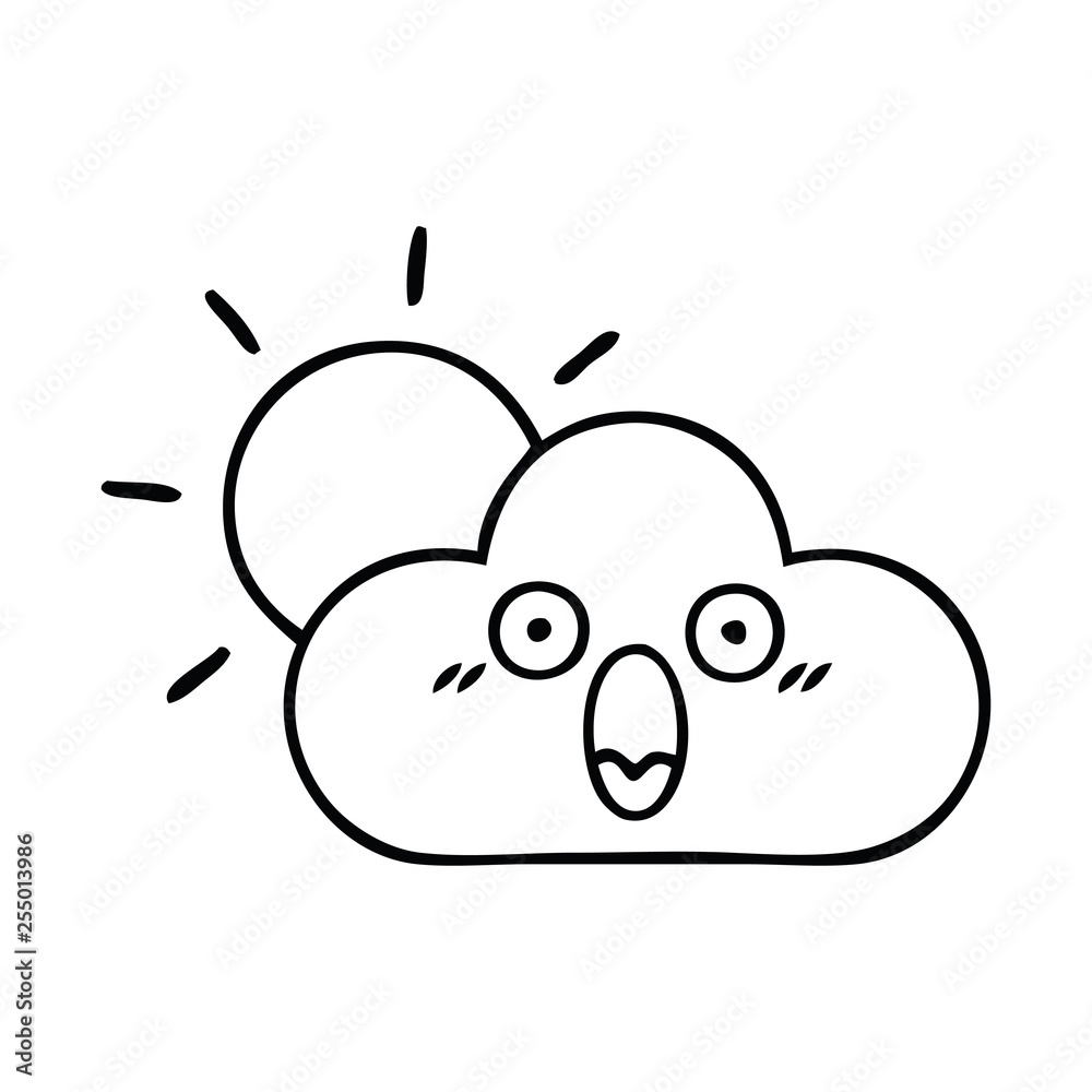 line drawing cartoon storm cloud and sun line drawing cartoon storm cloud and sun