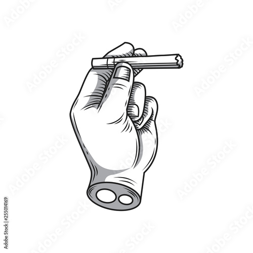 hand holding a cigarette hand drawing