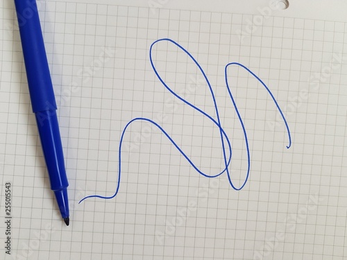 A blue pen writing