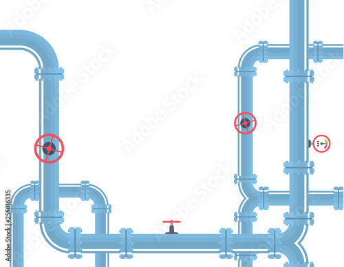 Pipeline industrial background with gas pipes and valves. 