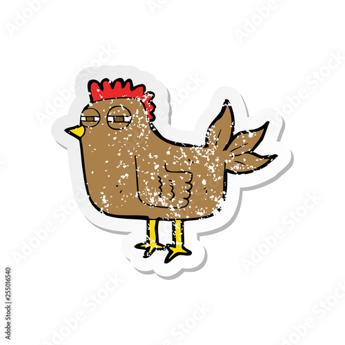 retro distressed sticker of a cartoon sly hen