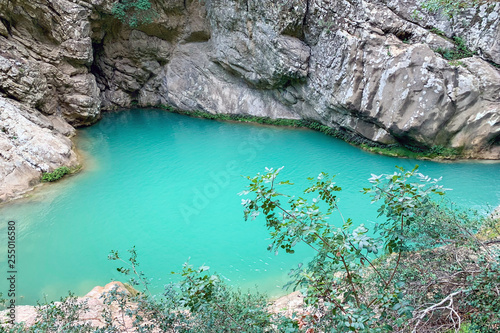 Small turquoise mountain lake