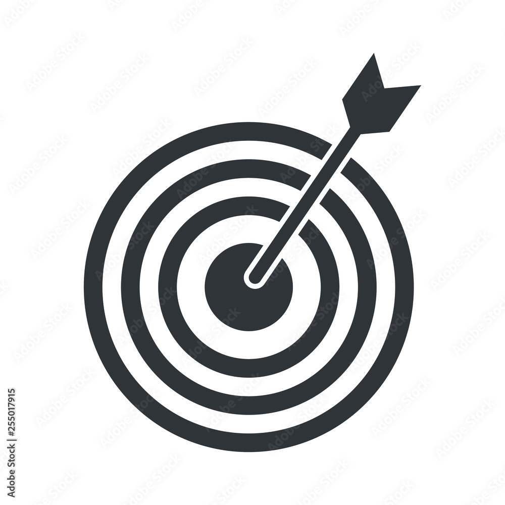 Successful shoot. Darts target aim icon on white background. Vector illustration. Successful shoot. Darts target aim icon on white background. Vector illustration.