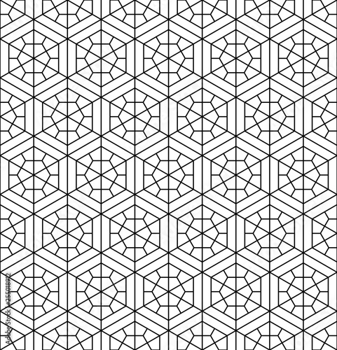 Seamless pattern based on Japanese geometric ornament .Black and white.