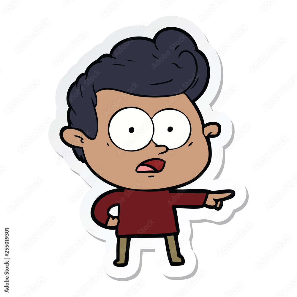 sticker of a cartoon staring man