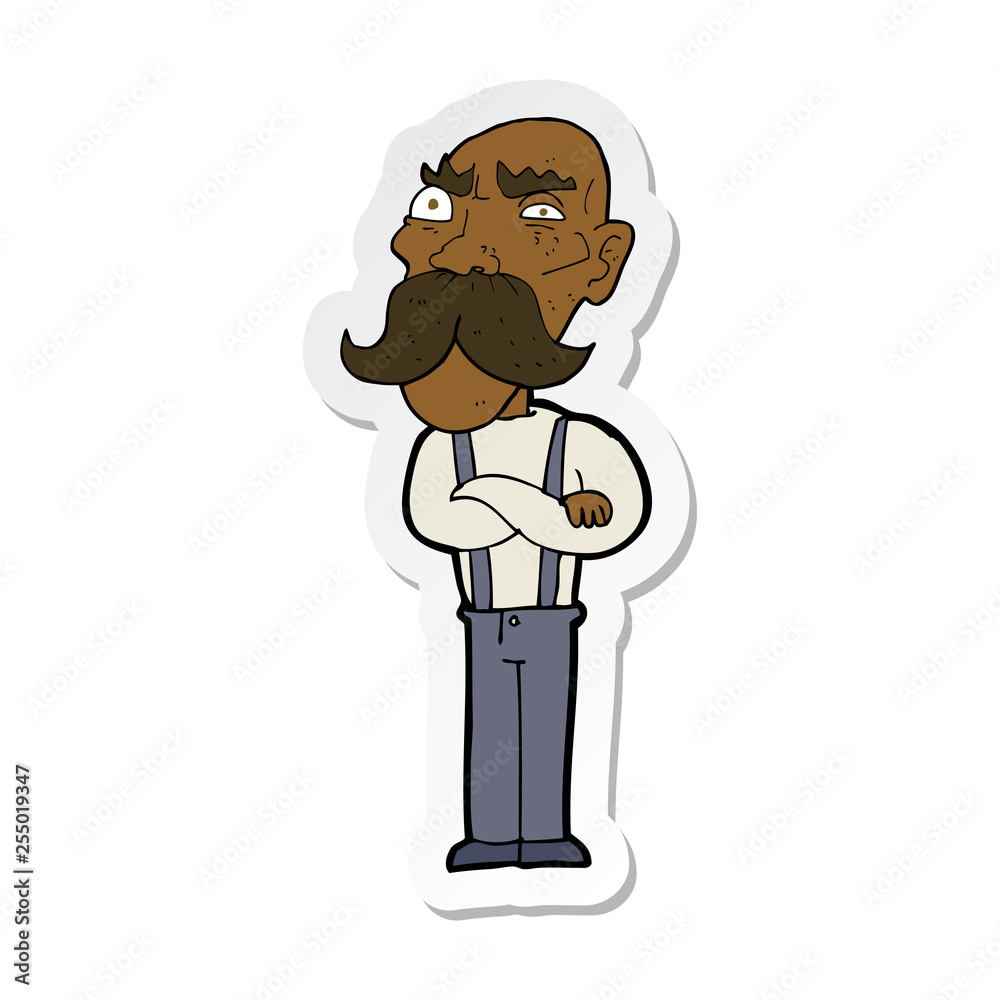 sticker of a cartoon angry old man sticker of a cartoon angry old man