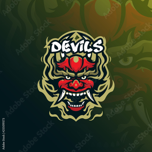 devil vector mascot logo design with modern illustration concept style for badge  emblem and tshirt printing. angry devil illustration for sport and esport team.