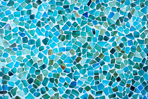 Sea glass tile mosaic wall