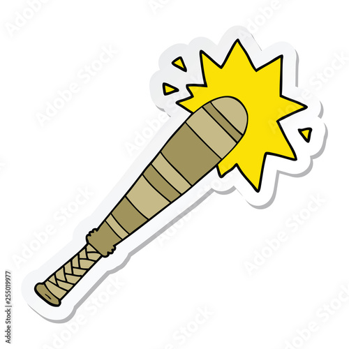 sticker of a cartoon baseball bat hitting