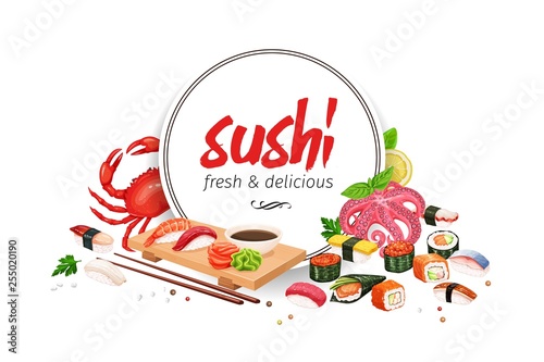 Sushi banner, japanese food