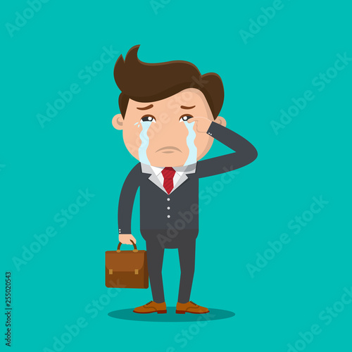 Business man crying vector - Vector illustration.