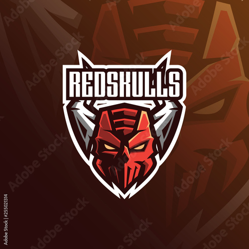 skull vector mascot logo design with modern illustration concept style for badge, emblem and tshirt printing. angry skull illustration for sport and esport team.