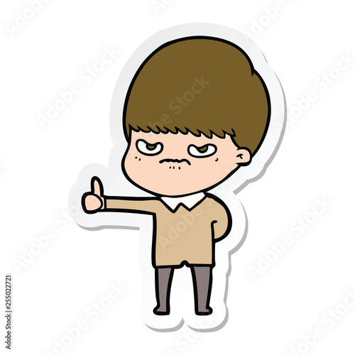 sticker of a angry cartoon boy