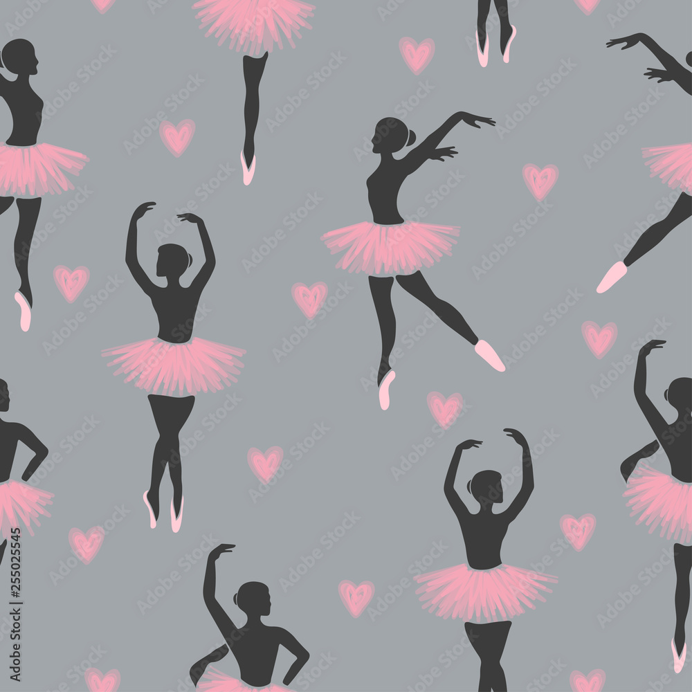 Seamless dancing ballerinas pattern. Vector illustration of dancing girls. Seamless dancing ballerinas pattern. Vector illustration of dancing girls.