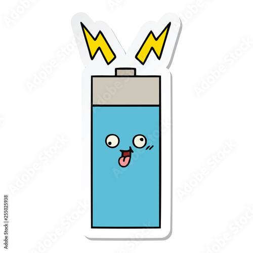 sticker of a cute cartoon battery