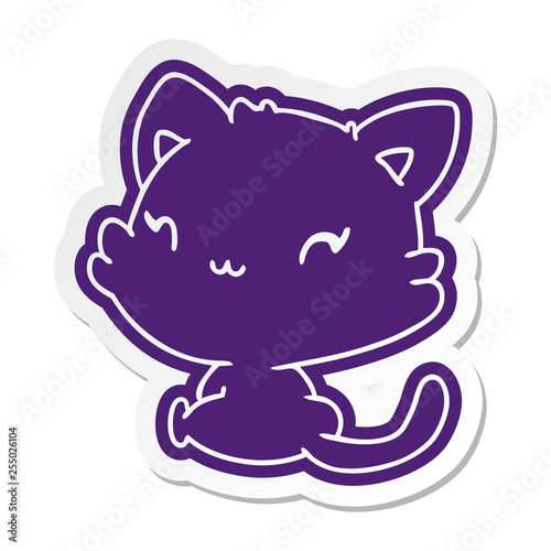 cartoon sticker of cute kawaii kitten