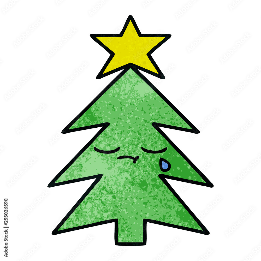 retro grunge texture cartoon christmas tree retro grunge texture cartoon christmas tree