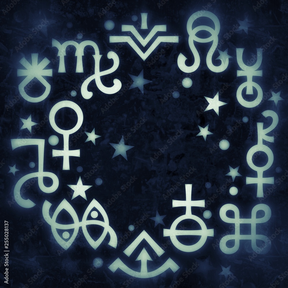Φωτογραφία «Astrological diadem», the excerpt of some recent astrological signs and occult mystical symbols