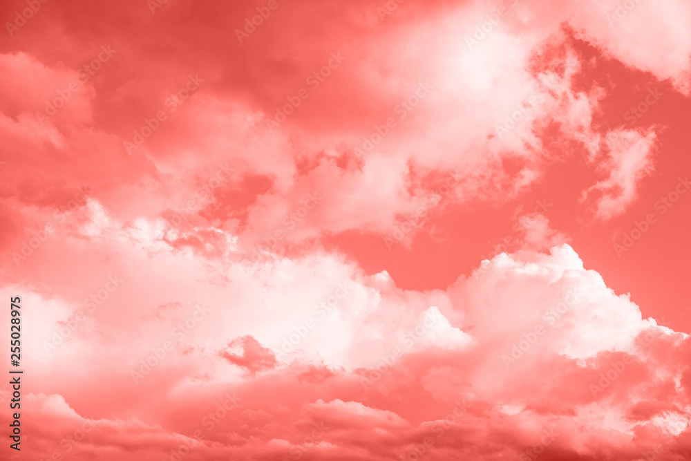 Sunset clouds in coral pink, vanilla color.