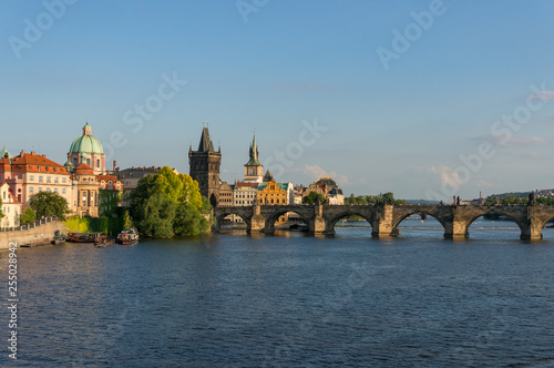 Picturesque view on Charles Bridge and Vltava river