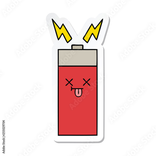 sticker of a cute cartoon battery