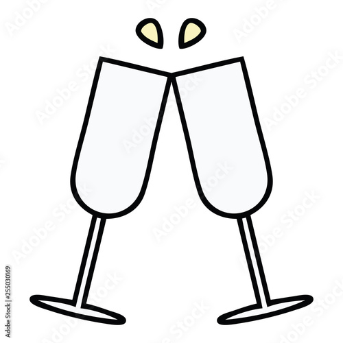 cute cartoon clinking champagne flutes