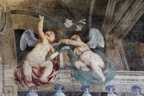 Εκτύπωση καμβά balaustra con angioletti; affresco di una cappella della chiesa di San Cristo