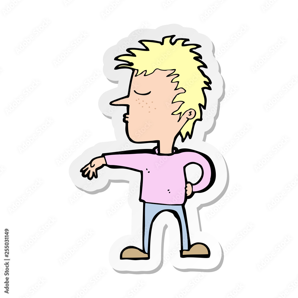 sticker of a cartoon man making camp gesture sticker of a cartoon man making camp gesture