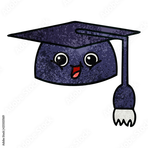 retro grunge texture cartoon graduation hat