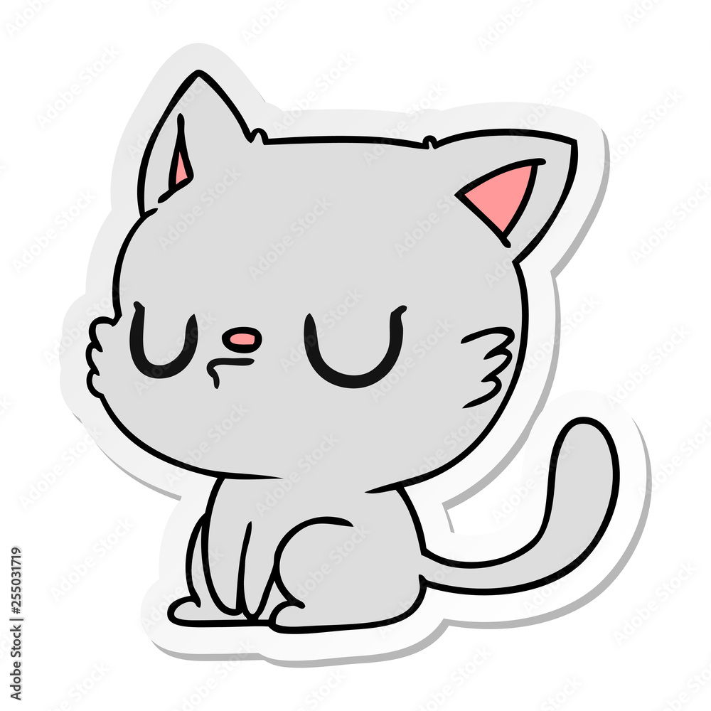 sticker cartoon of cute kawaii cat sticker cartoon of cute kawaii cat