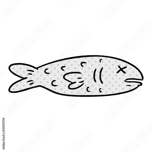 cartoon doodle of a dead fish