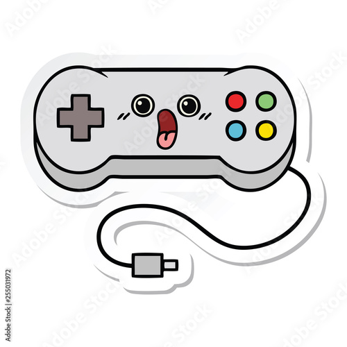 sticker of a cute cartoon game controller