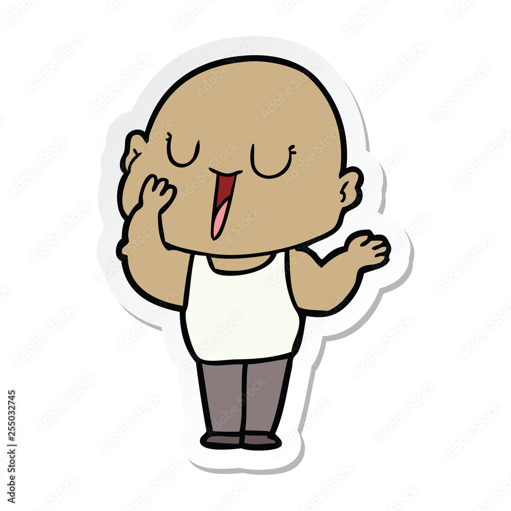 sticker of a happy cartoon bald man yawning sticker of a happy cartoon bald man yawning