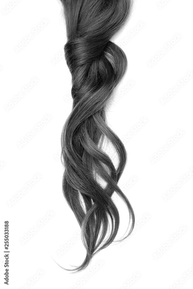 Long black hair isolated on white background