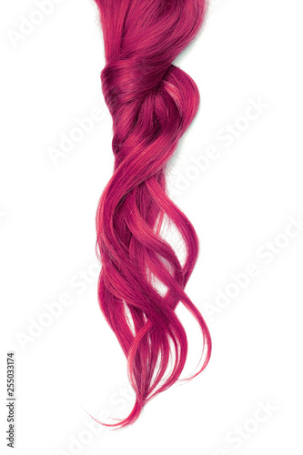 Long pink hair isolated on white background