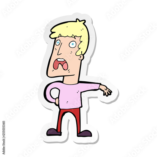 sticker of a cartoon complaining man