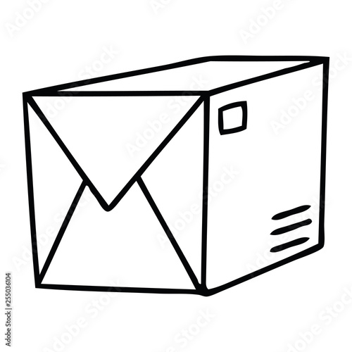 quirky line drawing cartoon parcel