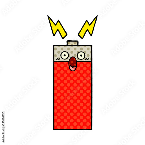 comic book style cartoon battery