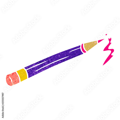 retro cartoon doodle of a coloured pencil