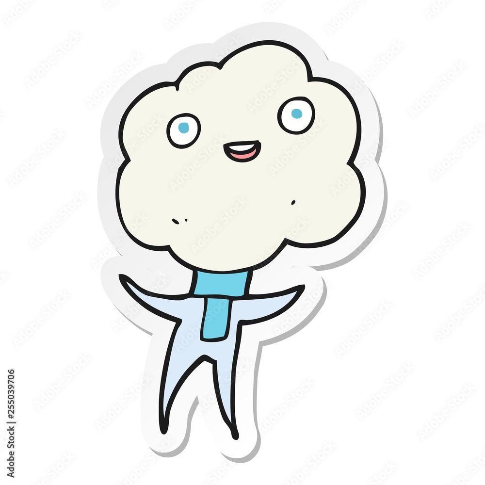 sticker of a cute cloud head creature sticker of a cute cloud head creature