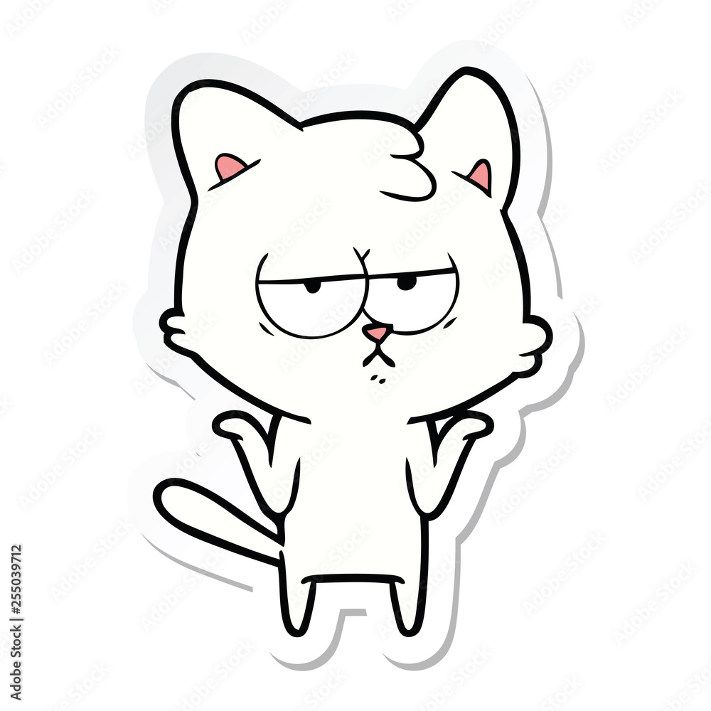 sticker of a bored cartoon cat sticker of a bored cartoon cat