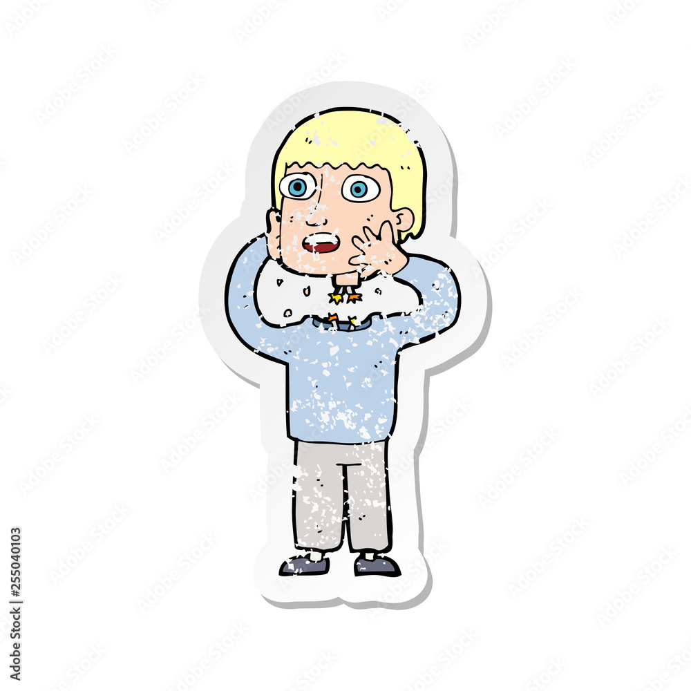retro distressed sticker of a cartoon secret robot retro distressed sticker of a cartoon secret robot