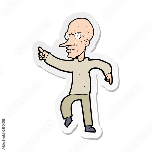sticker of a cartoon angry old man